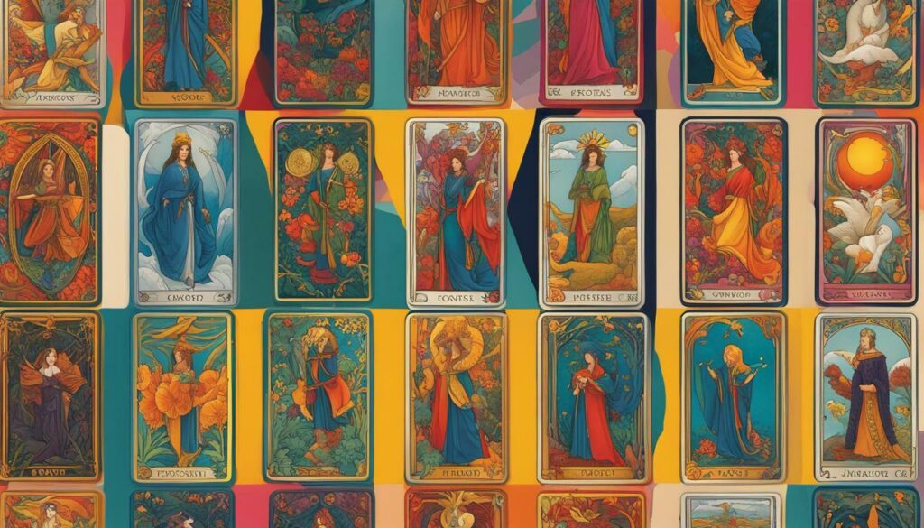 Colorful tarot cards for personal growth