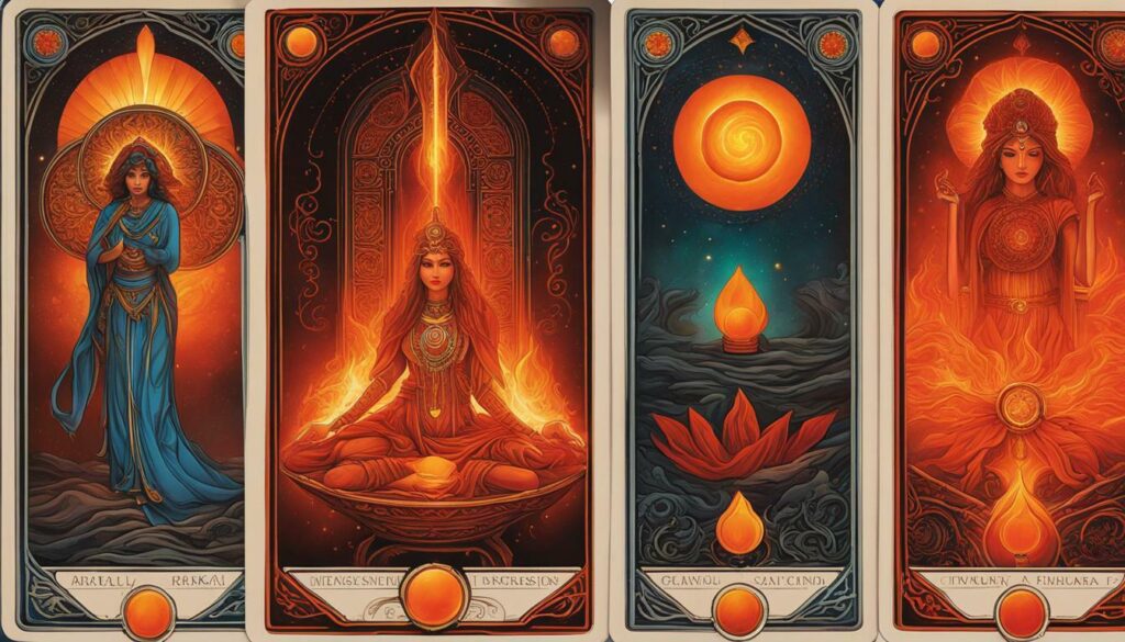 Tarot cards and chakras aligning for healing and balance