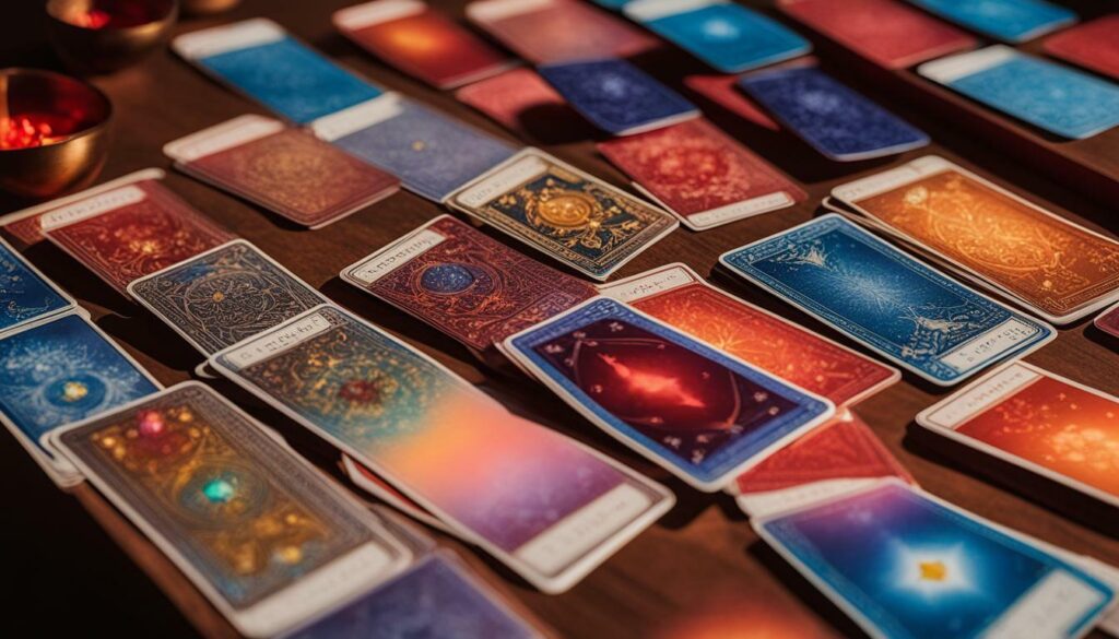 tarot cards with different colors