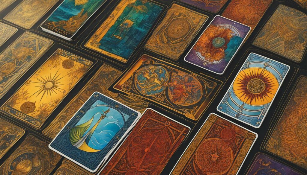 tarot cards with various colors